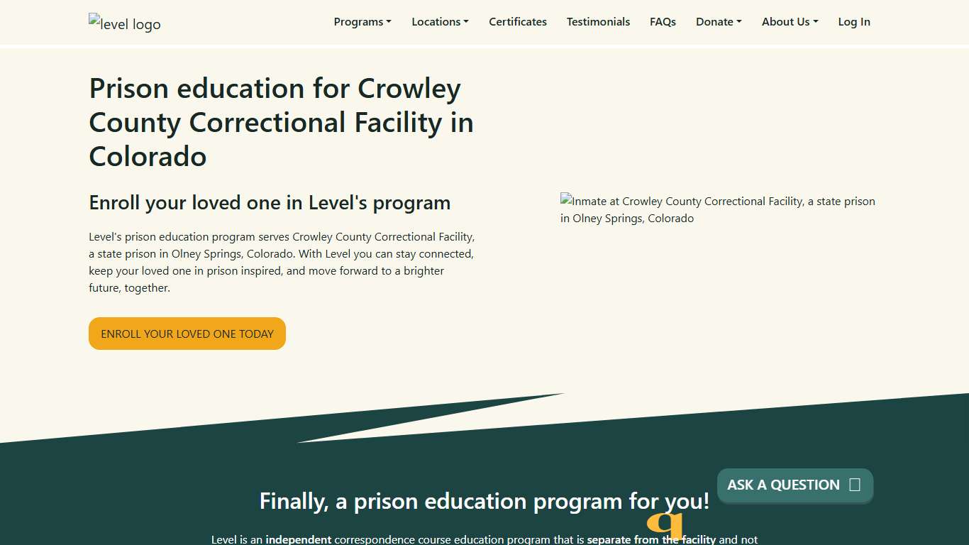 Prison Education For Crowley County Correctional Facility - Level