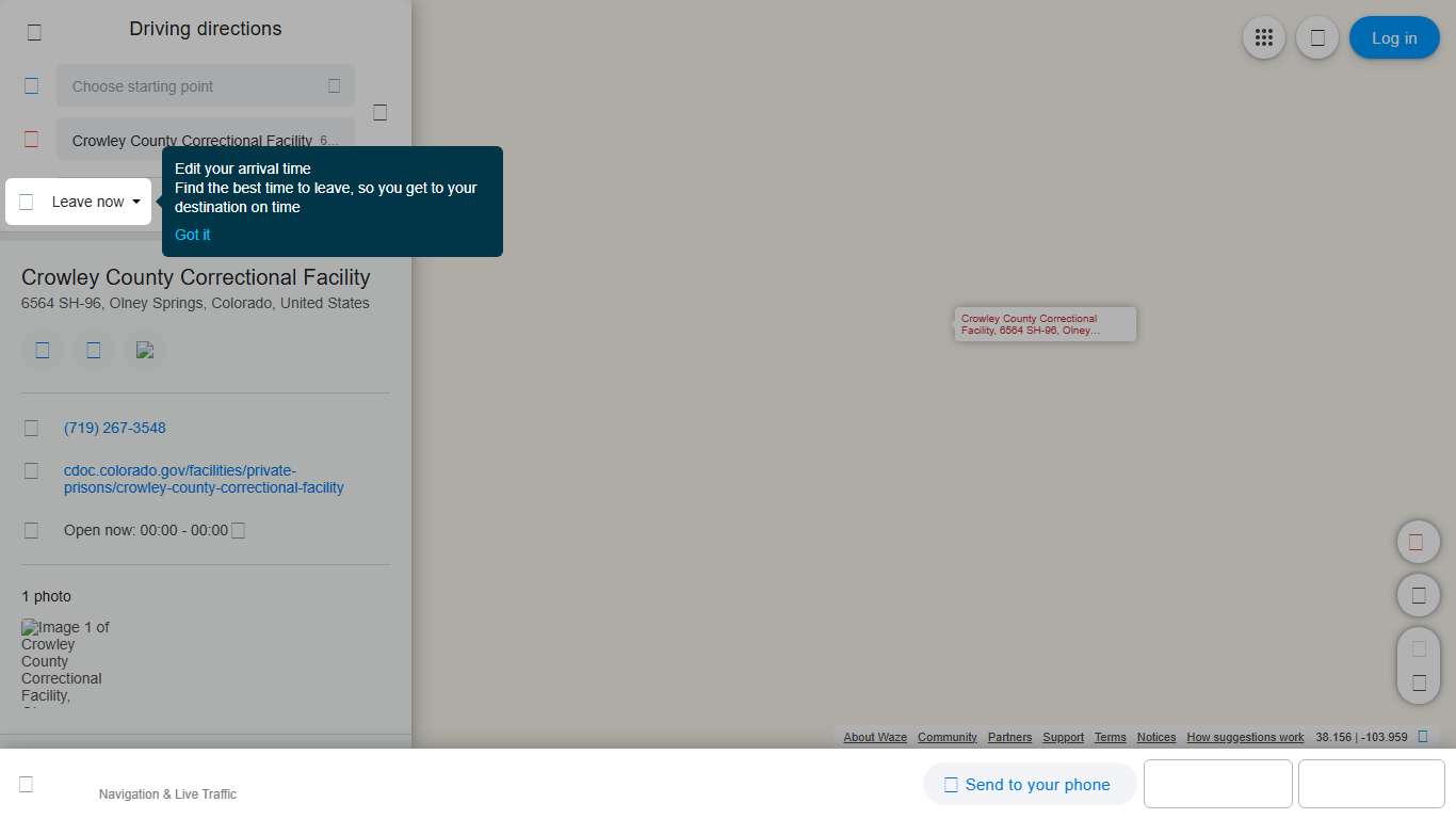 Driving directions to Crowley County Correctional Facility, 6564 SH-96, Olney Springs - Waze